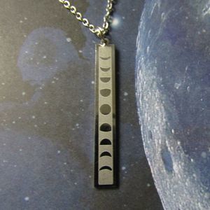 Stainless Steel Phases of the Moon Pendant Necklace Minimalist witchy